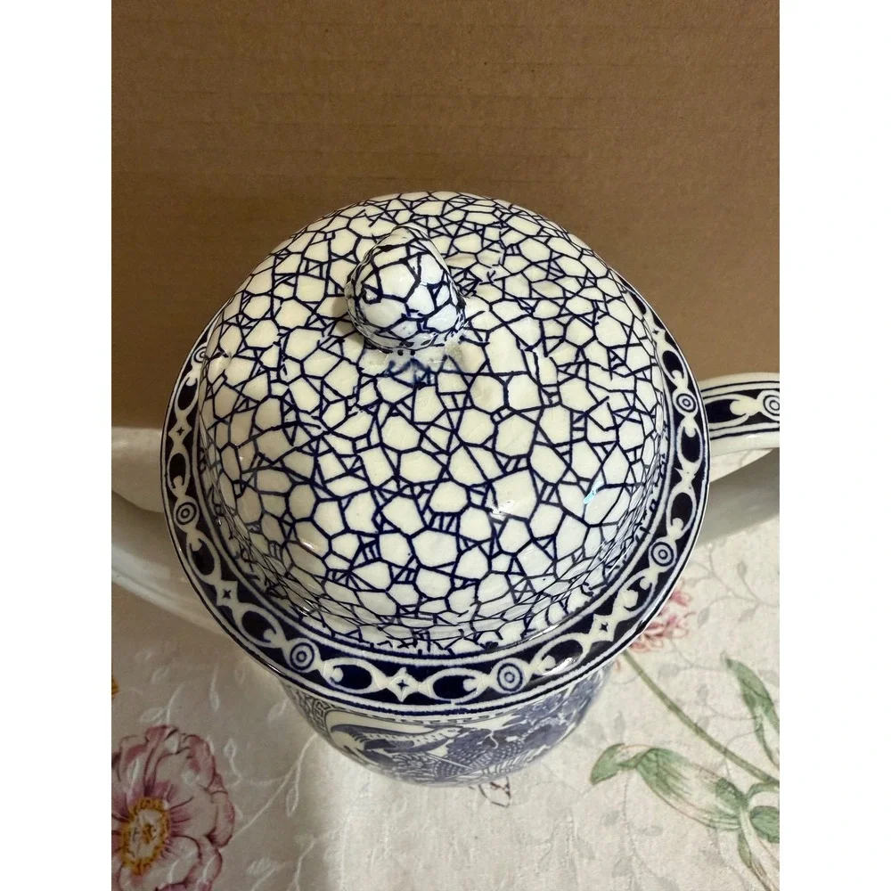 Adams Chinese Bird Blue White Ironstone Coffee Pot Tea Pot English Transferware